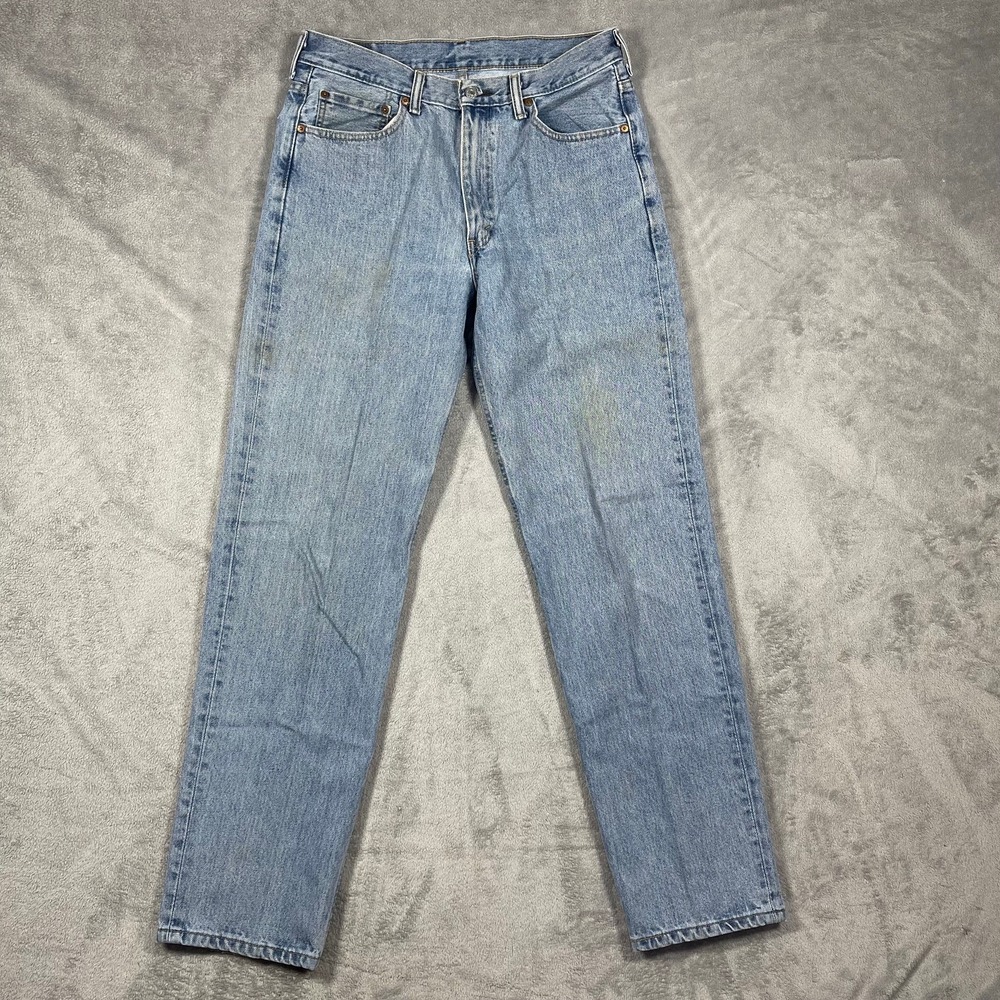 Levi's 505 Jeans Mens 34(32)x36(34) Light Wash Blue Straight Leg Regular Fit‎